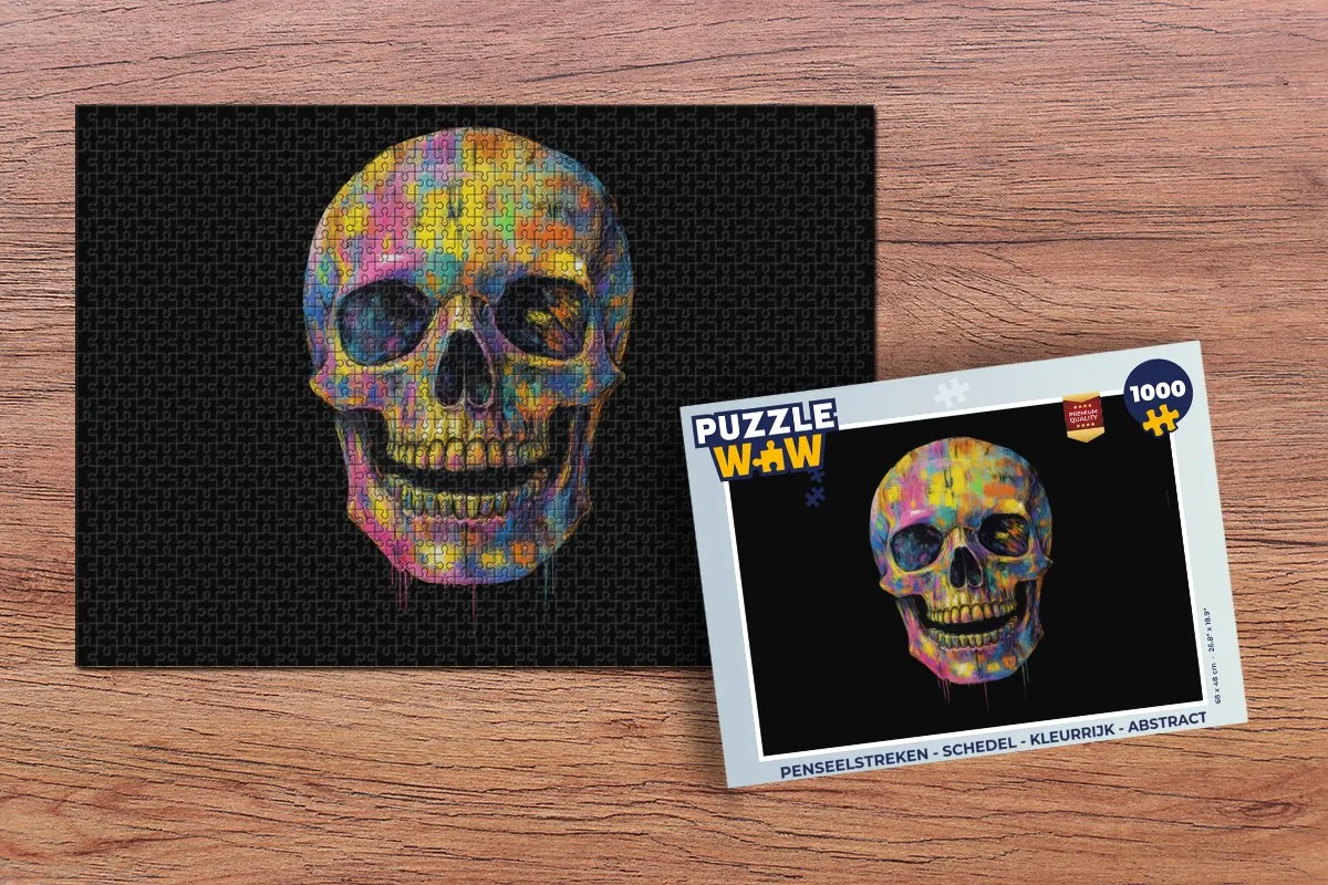 PuzzleWow Penseelstreken Schedel Legpuzzel 1000 Stuks - Abstract