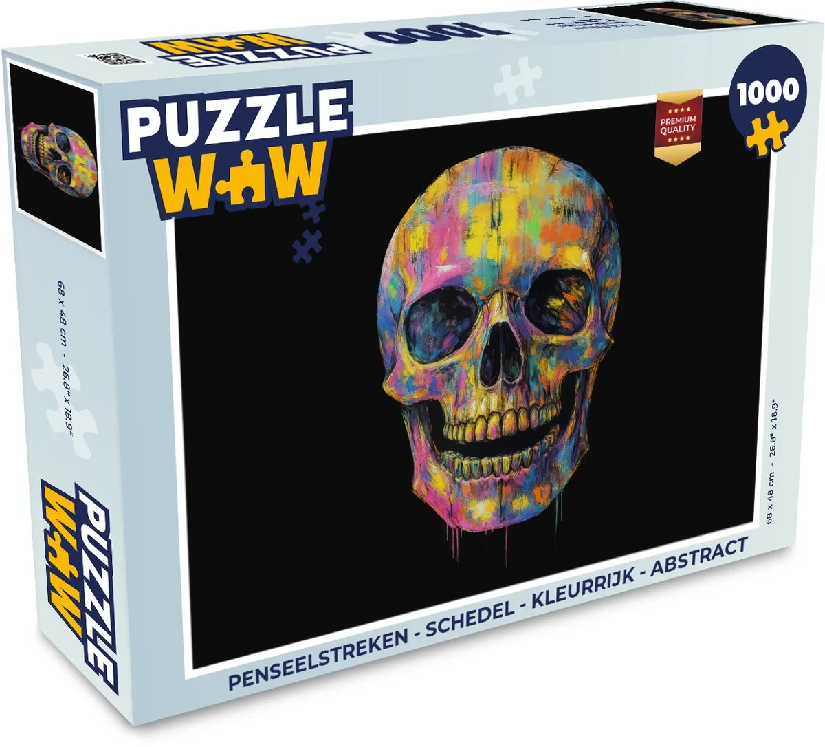 PuzzleWow Penseelstreken Schedel Legpuzzel 1000 Stuks