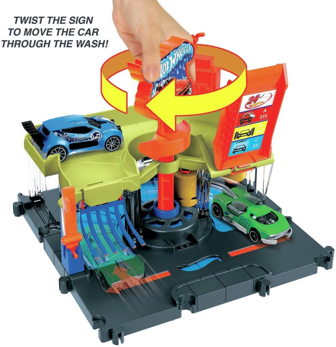 Hot Wheels City Centrum Express Autowasstraat Speelset - afbeelding 4 van 6