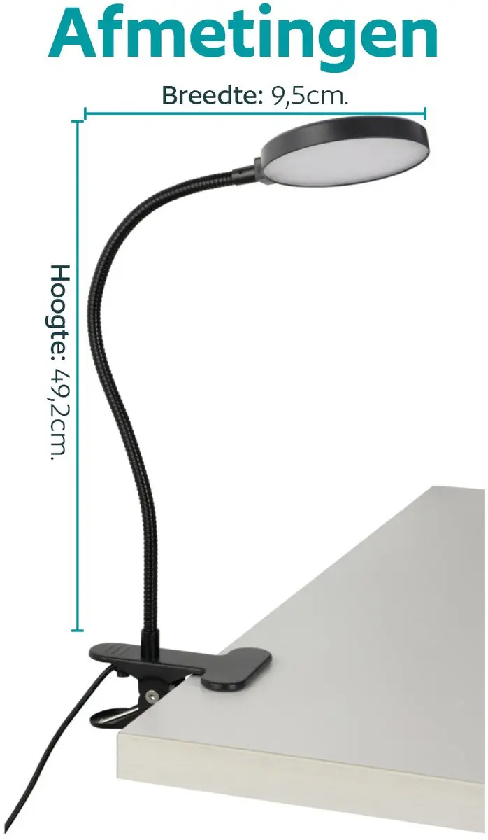 Eglo Casetto Klemspot LED Bureaulamp 3.8W - Zwart - afbeelding 6 van 6
