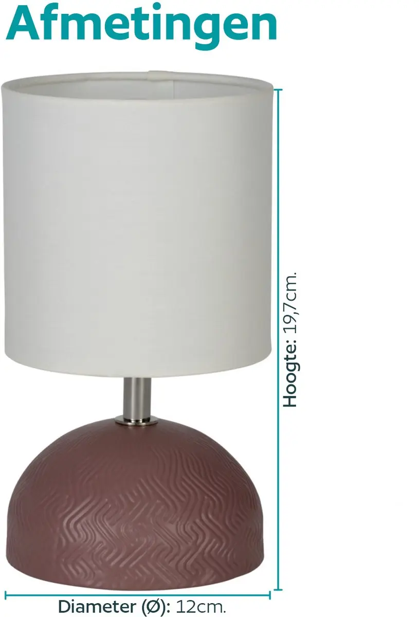 Eglo Romanoro Tafellamp E14 - 19,5 cm - Roze/Wit - afbeelding 6 van 6