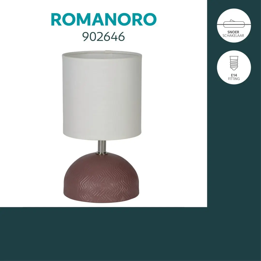Eglo Romanoro Tafellamp E14 - 19,5 cm - Roze/Wit - afbeelding 3 van 6