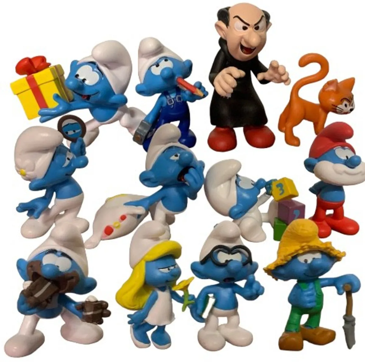 De Smurfen Speelset 12 Figuren - Blauw/Geel/Rood/Zwart/Oranje/Wit