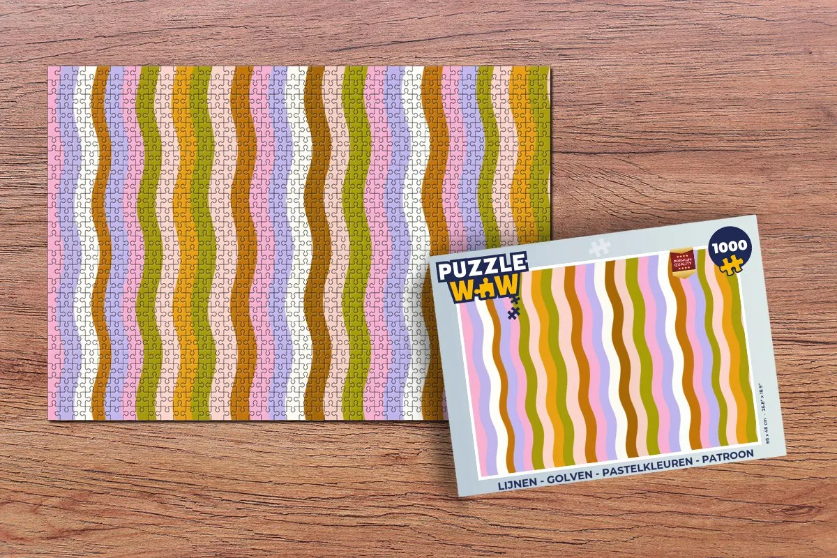 PuzzleWow Legpuzzel 1000 Stuks - Patroon Golven Pastel