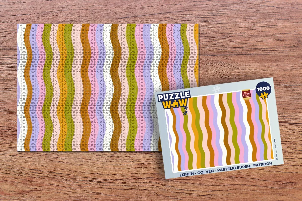 PuzzleWow Legpuzzel 1000 Stuks - Patroon Golven Pastel