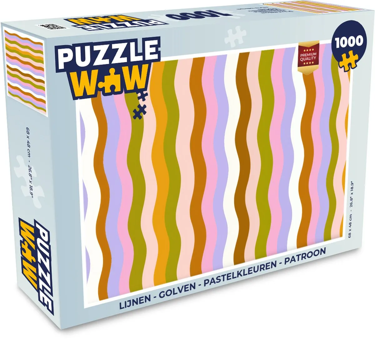 PuzzleWow Legpuzzel 1000 Stuks - Patroon Golven Pastel