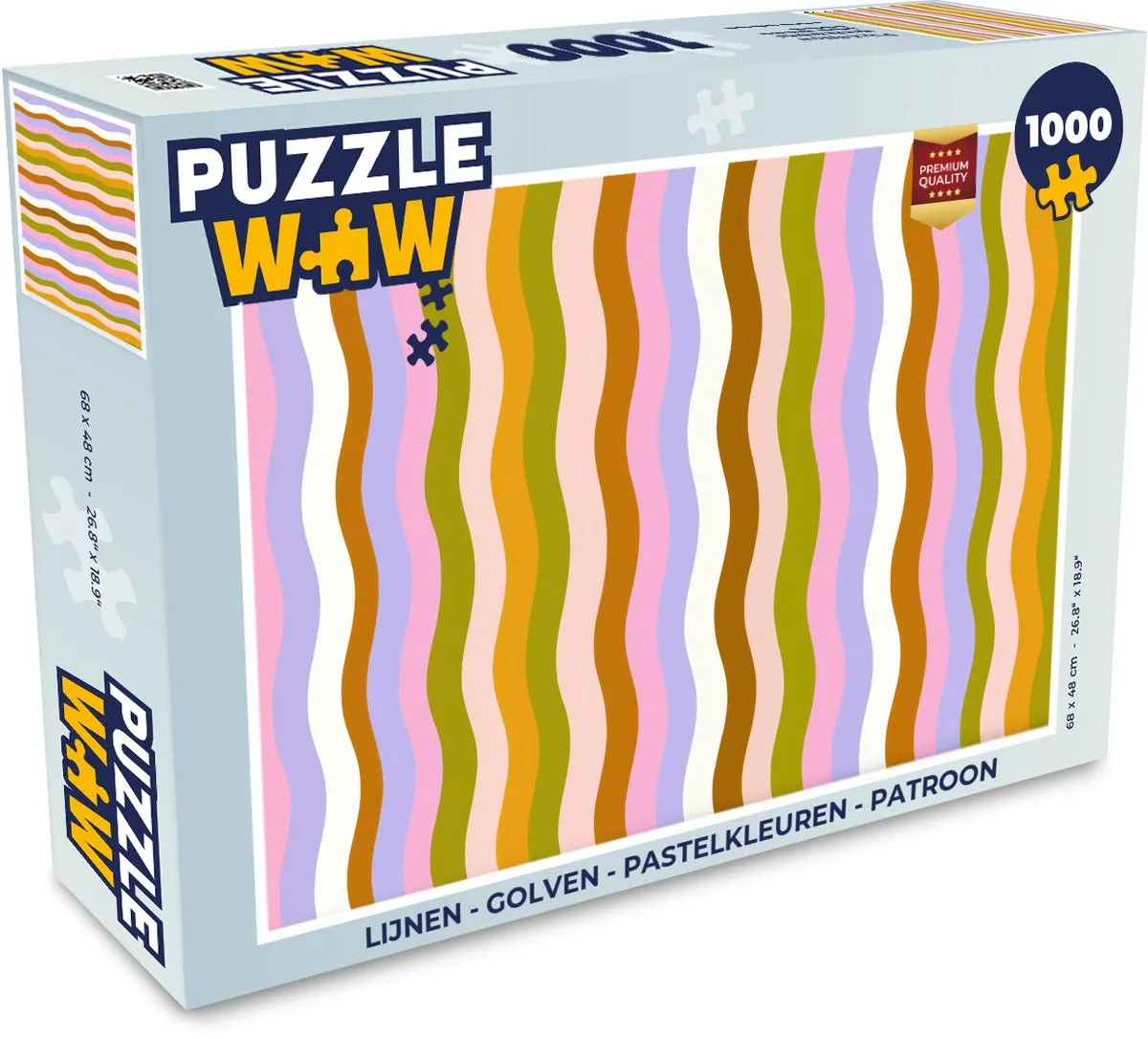 PuzzleWow Legpuzzel 1000 Stuks - Patroon Golven Pastel