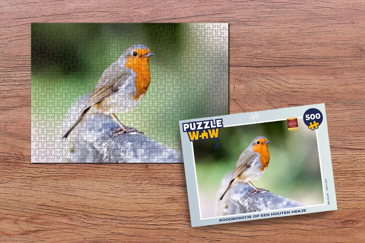 PuzzleWow Roodborstje Tak Legpuzzel 500 Stuks - Multicolor
