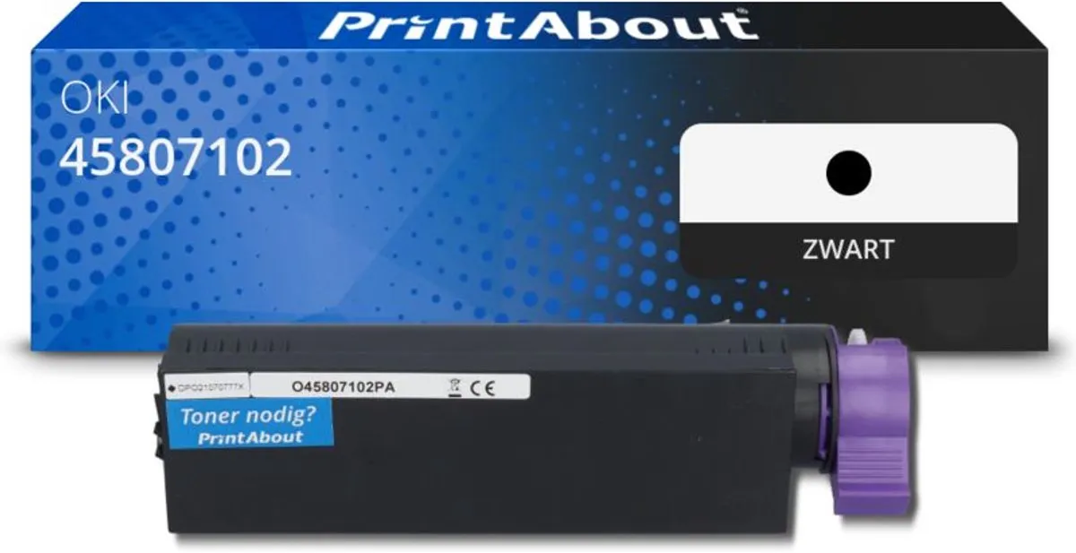 PrintAbout Huismerk OKI 45807102 Toner Zwart - 3.000 Pagina's