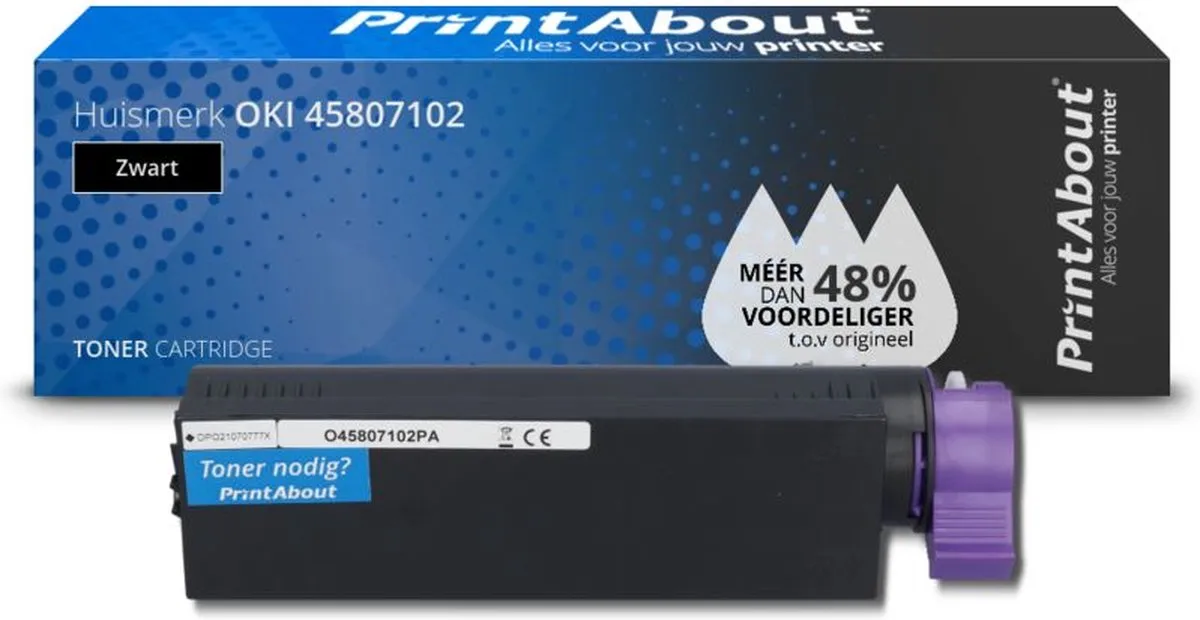 PrintAbout Huismerk OKI 45807102 Toner Zwart