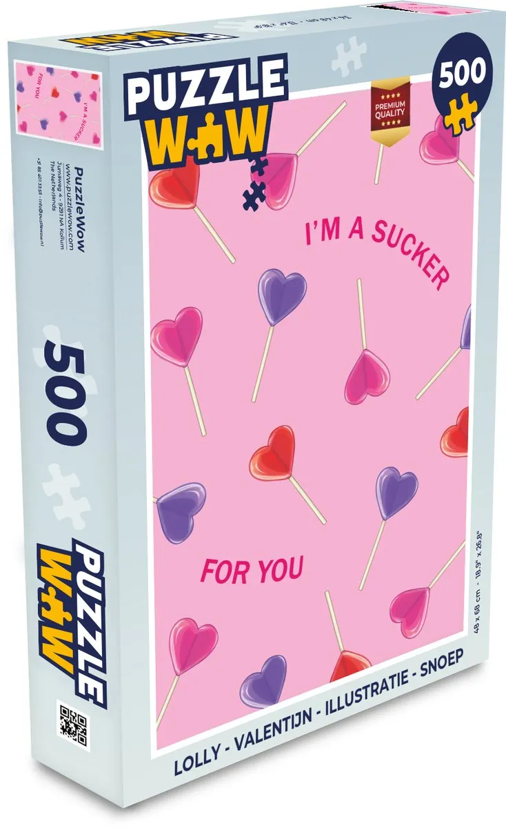 PuzzleWow Valentijn Lolly Puzzel 500 Stuks - "I'm a sucker for you"