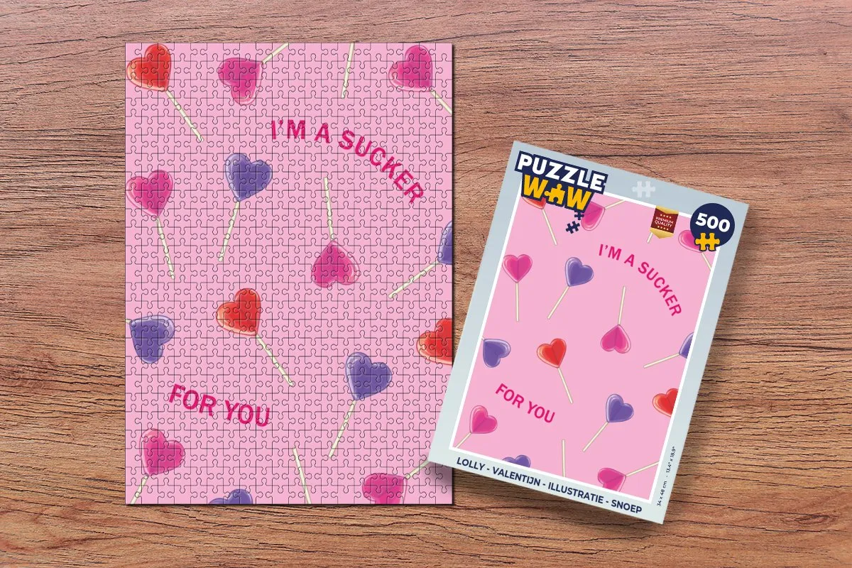 PuzzleWow Valentijn Lolly Puzzel 500 Stuks - "I'm a sucker for you"