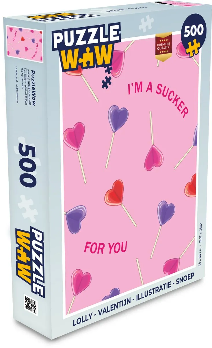 PuzzleWow Valentijn Lolly Puzzel 500 Stuks - "I'm a sucker for you"