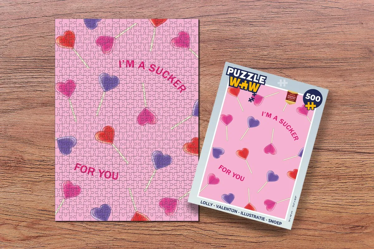 PuzzleWow Valentijn Lolly Puzzel 500 Stuks - "I'm a sucker for you"