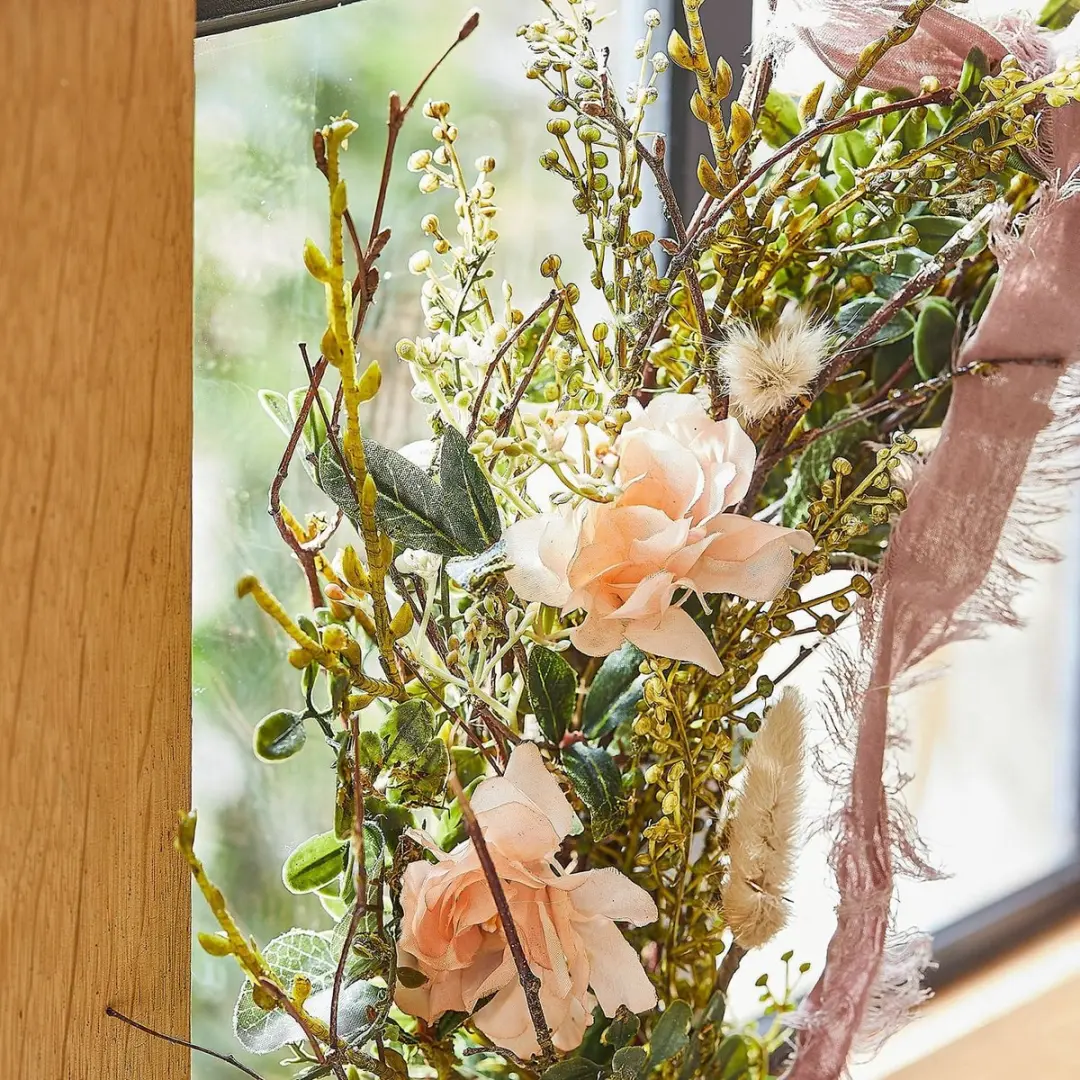 Loberon Krans Chérisse - 50cm - Groen/Rozig - afbeelding 2 van 4