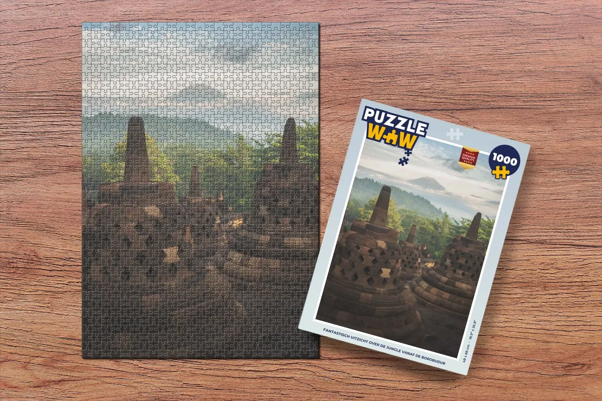 PuzzleWow Legpuzzel Borobudur Jungle 1000 Stuks - Multicolor
