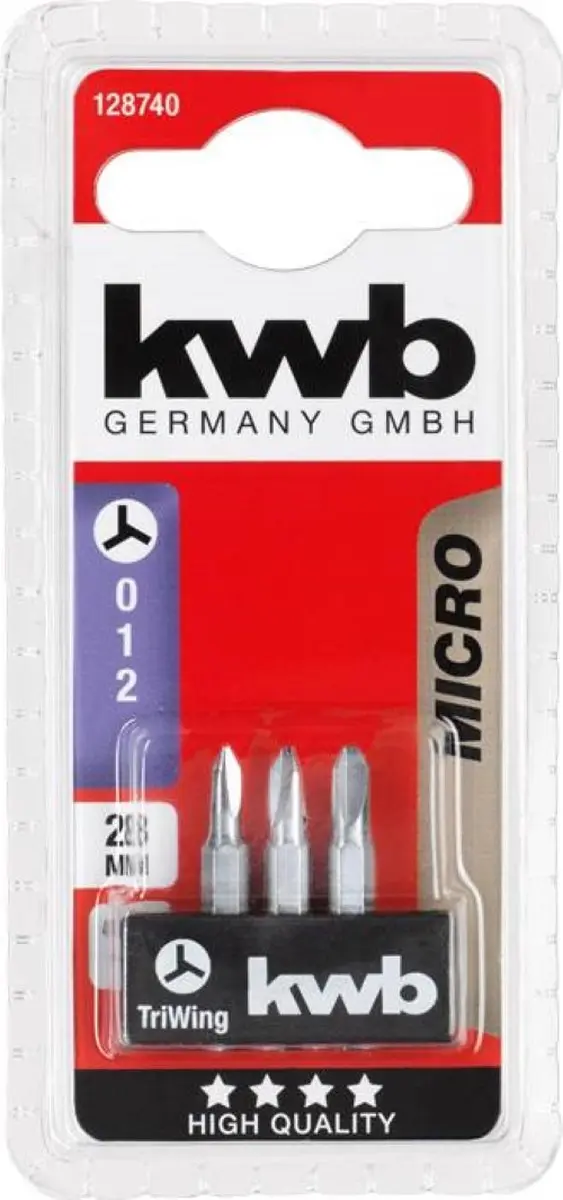 KWB Micro Bit TriWing 0,1,2 - 28mm - 4mm Zeskantschacht - 2 Stuks - afbeelding 2 van 3