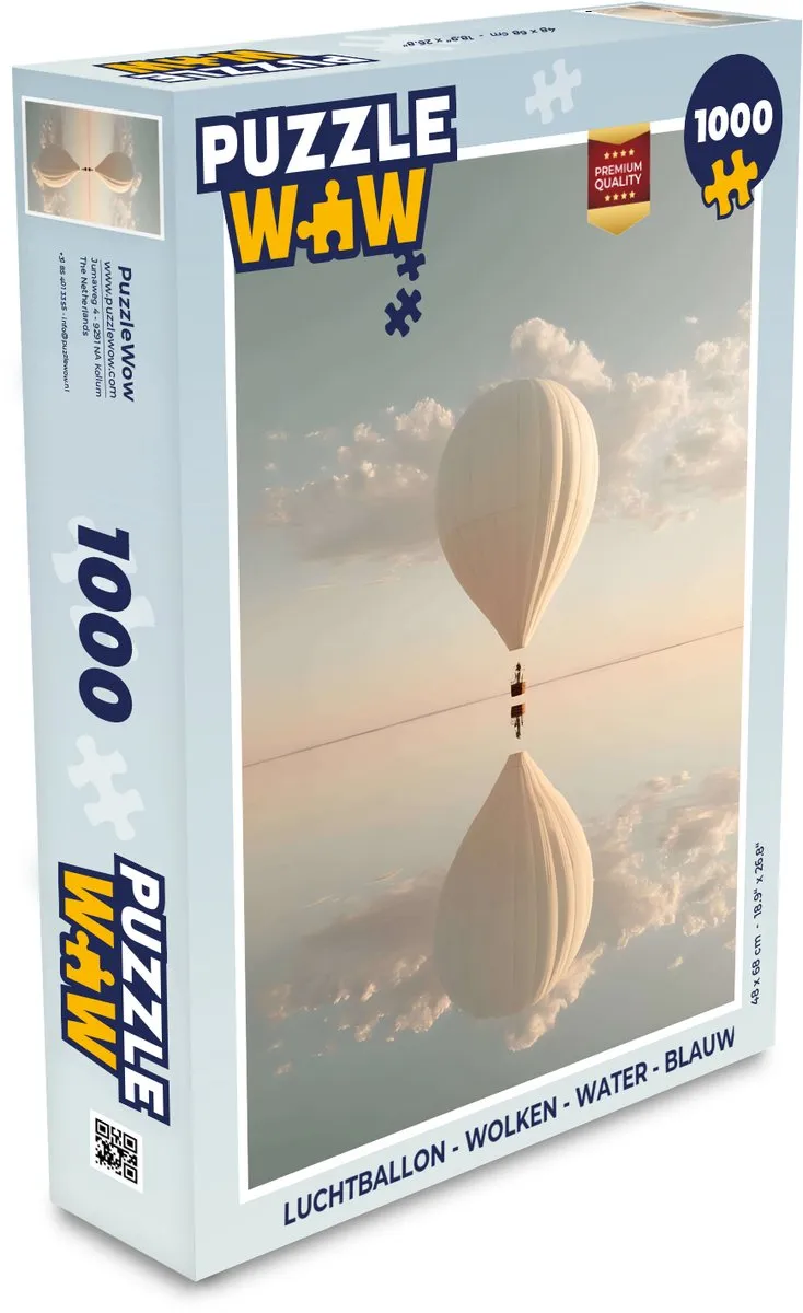 PuzzleWow Luchtballon Wolken Water Legpuzzel 1000 Stuks