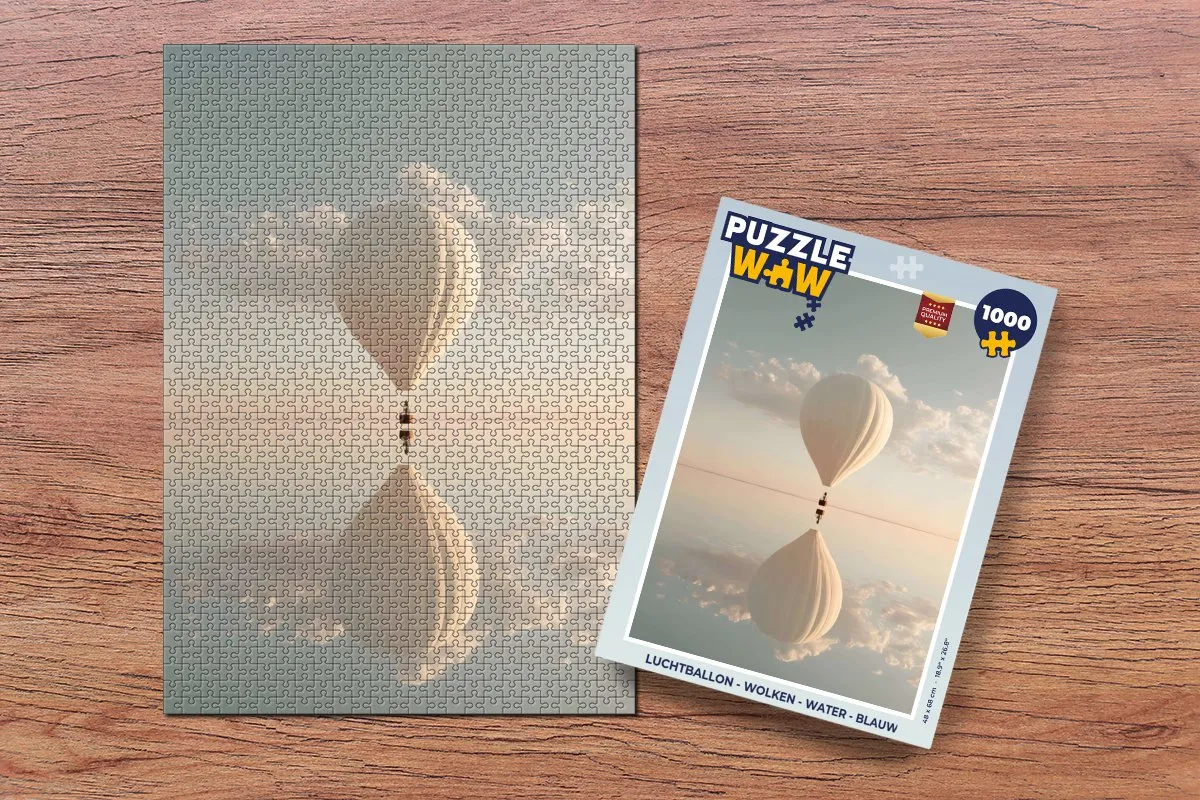 PuzzleWow Luchtballon Wolken Water Legpuzzel 1000 Stuks - Blauw