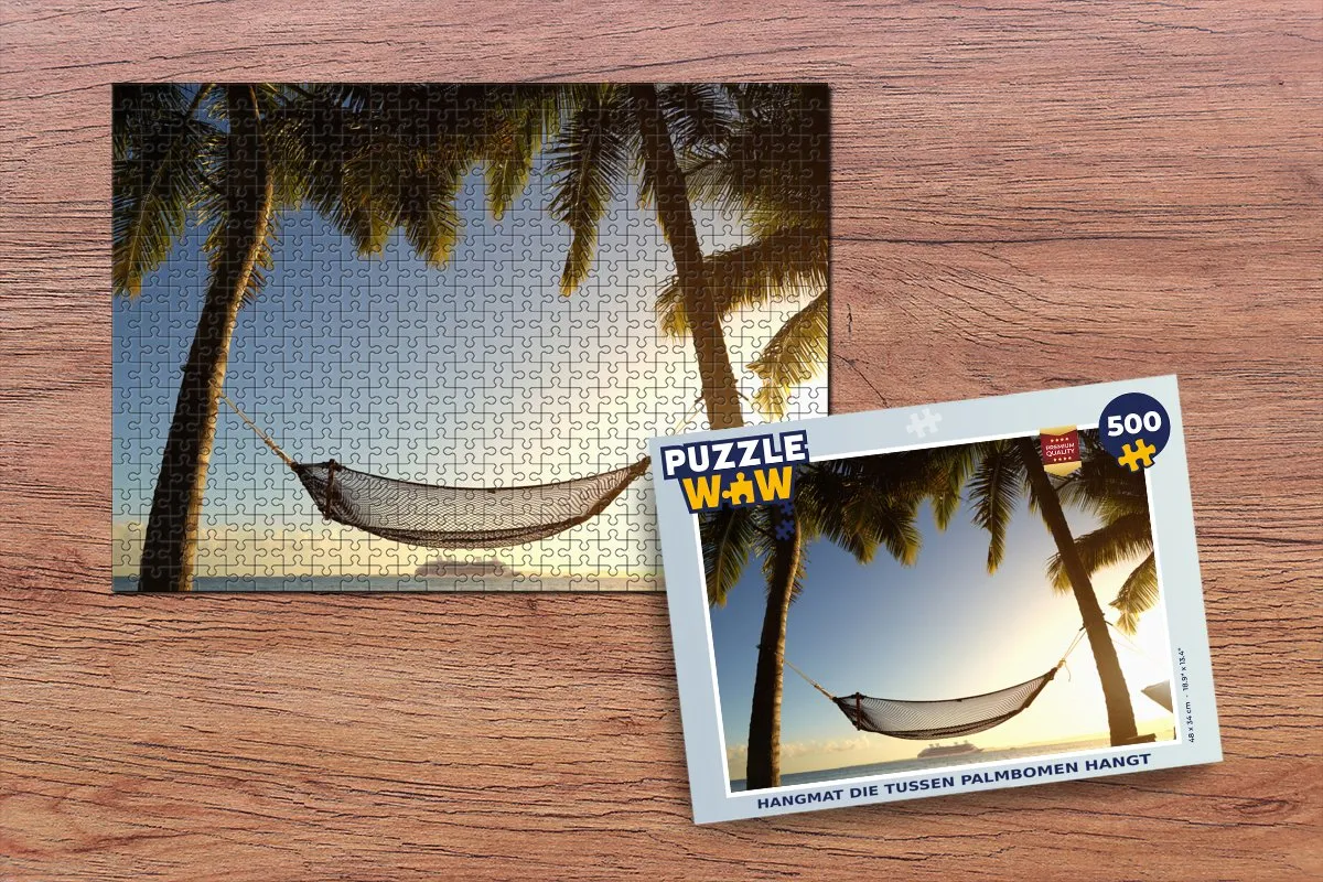PuzzleWow Palmboom Hangmat Legpuzzel 500 Stuks - Multicolor