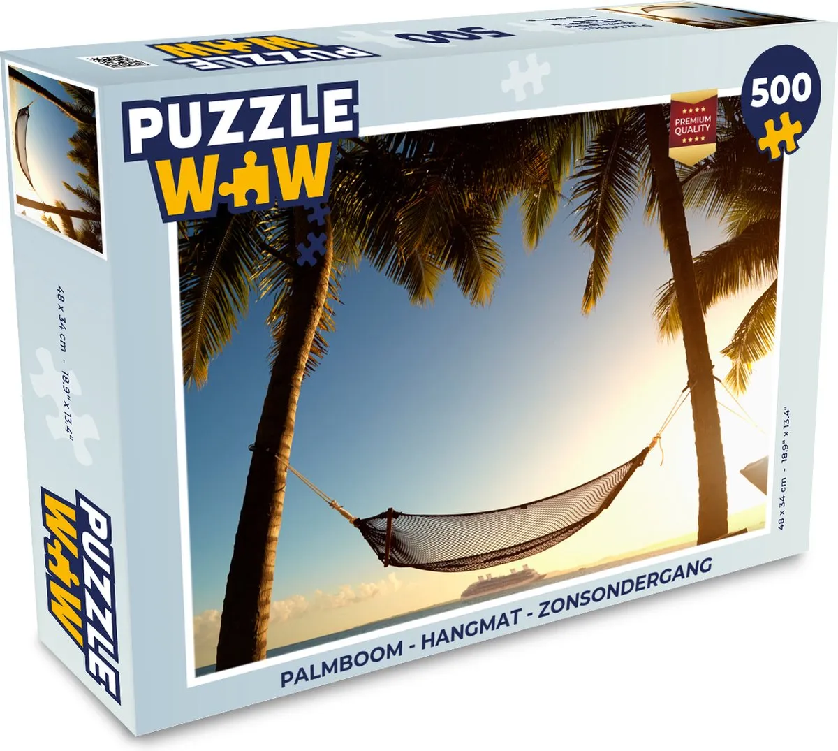 PuzzleWow Palmboom Hangmat Legpuzzel 500 Stuks - Multicolor