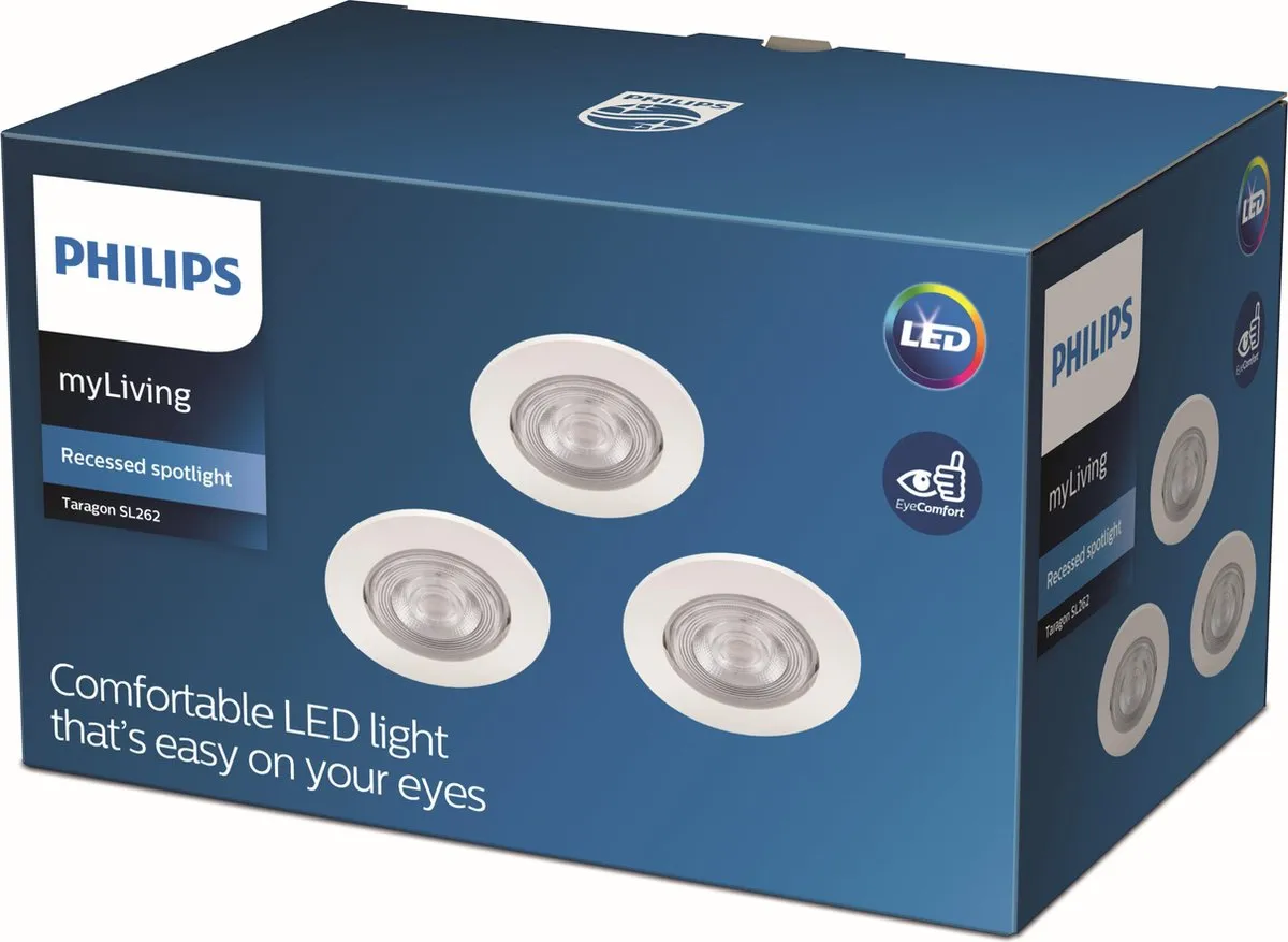 Philips Taragon Inbouwspot 3-delig - 7cm - Wit - afbeelding 2 van 6