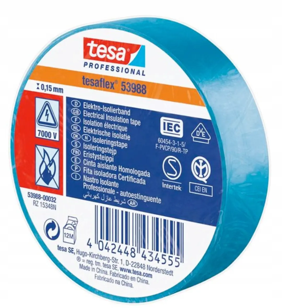 Tesa Flex PVC Isolaattape Blauw 15mm x 10m