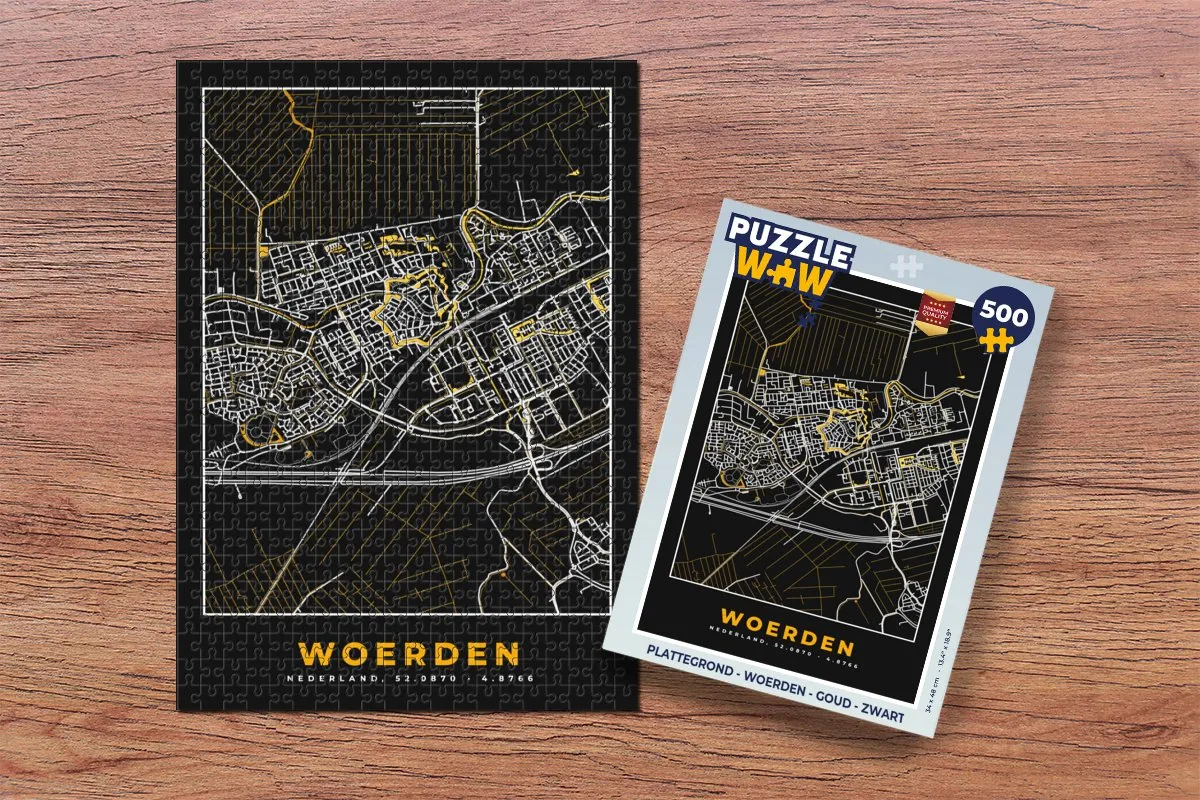 PuzzleWow Woerden Legpuzzel 500 Stuks - Goud/Zwart