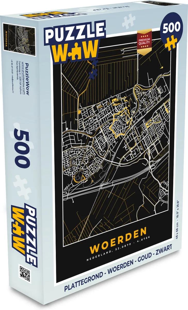 PuzzleWow Woerden Legpuzzel 500 Stuks - Goud/Zwart