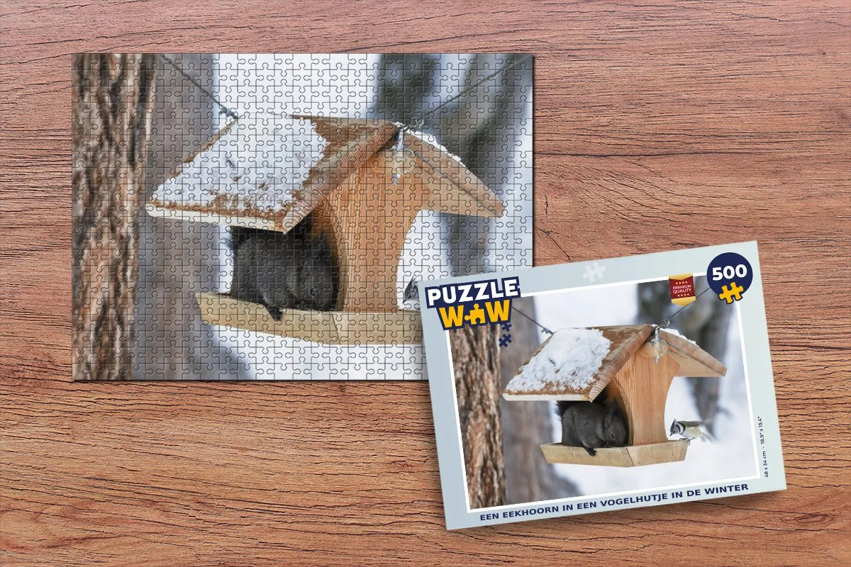 PuzzleWow Eekhoorn Vogelhuisje Legpuzzel 500 Stuks