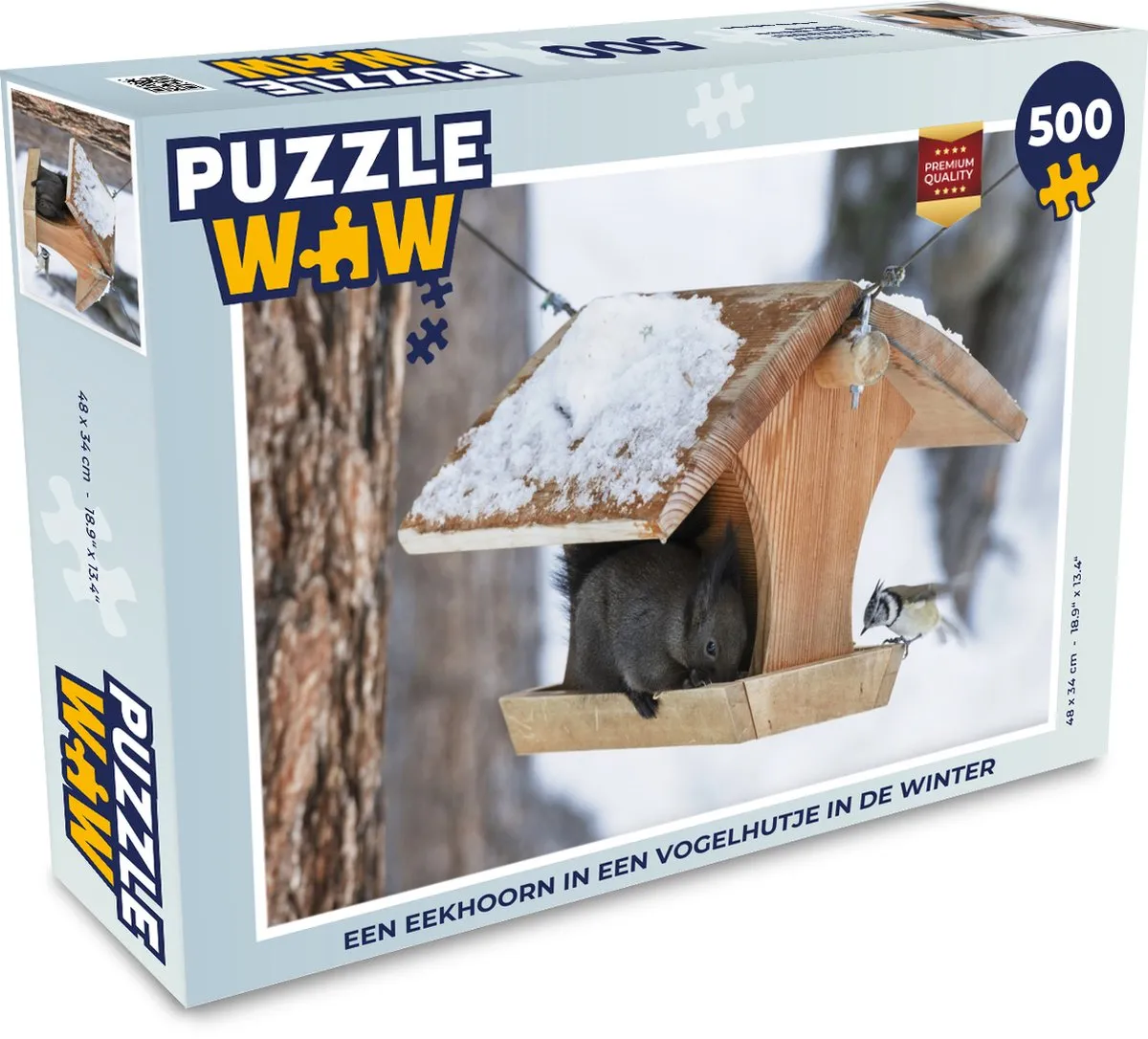 PuzzleWow Eekhoorn Vogelhuisje Legpuzzel 500 Stuks - Multicolor