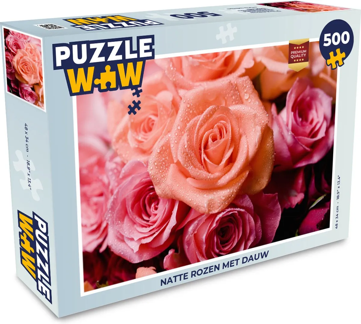 PuzzleWow Natte rozen met dauw Legpuzzel 500 Stuks