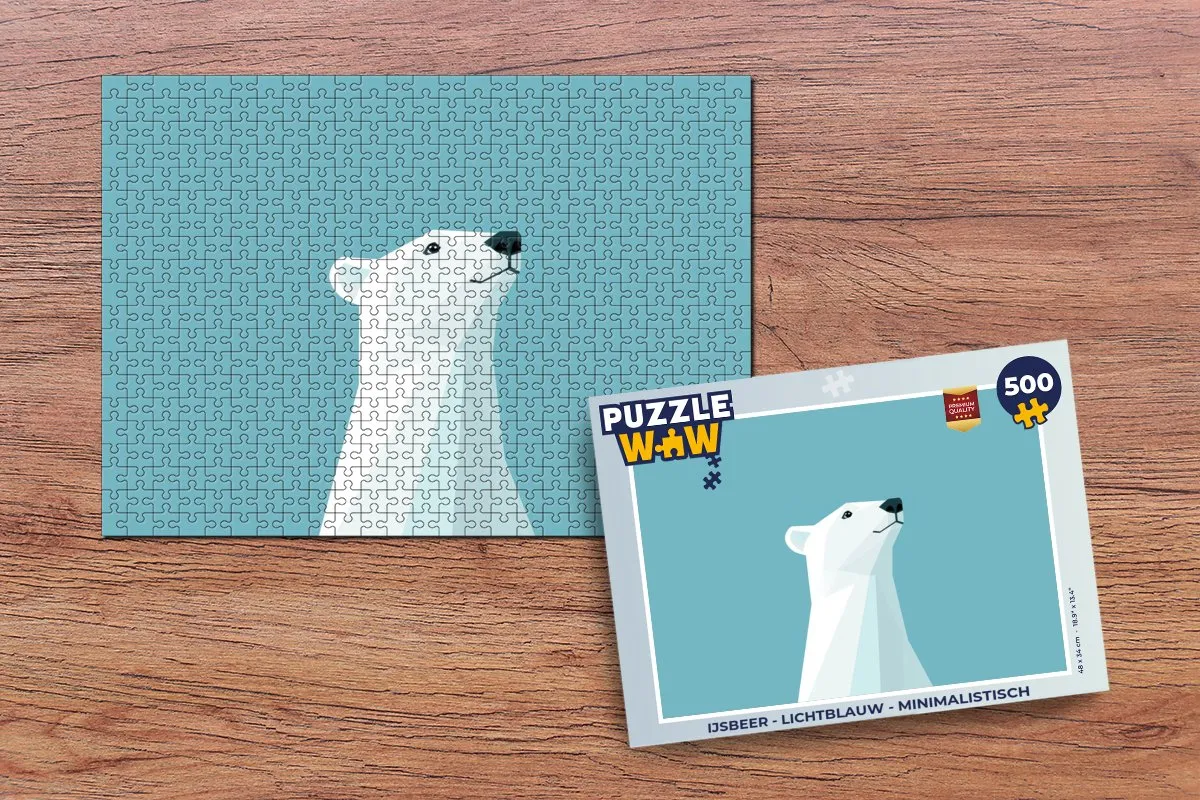 PuzzleWow IJsbeer Legpuzzel 500 Stuks - Lichtblauw