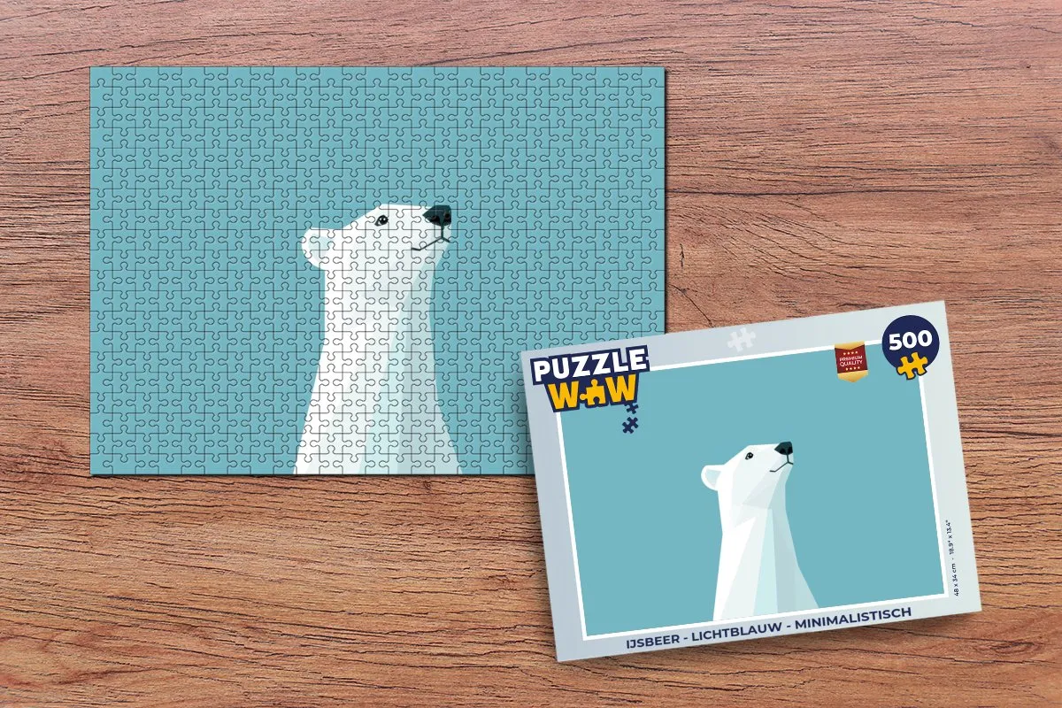 PuzzleWow IJsbeer Legpuzzel 500 Stuks - Lichtblauw