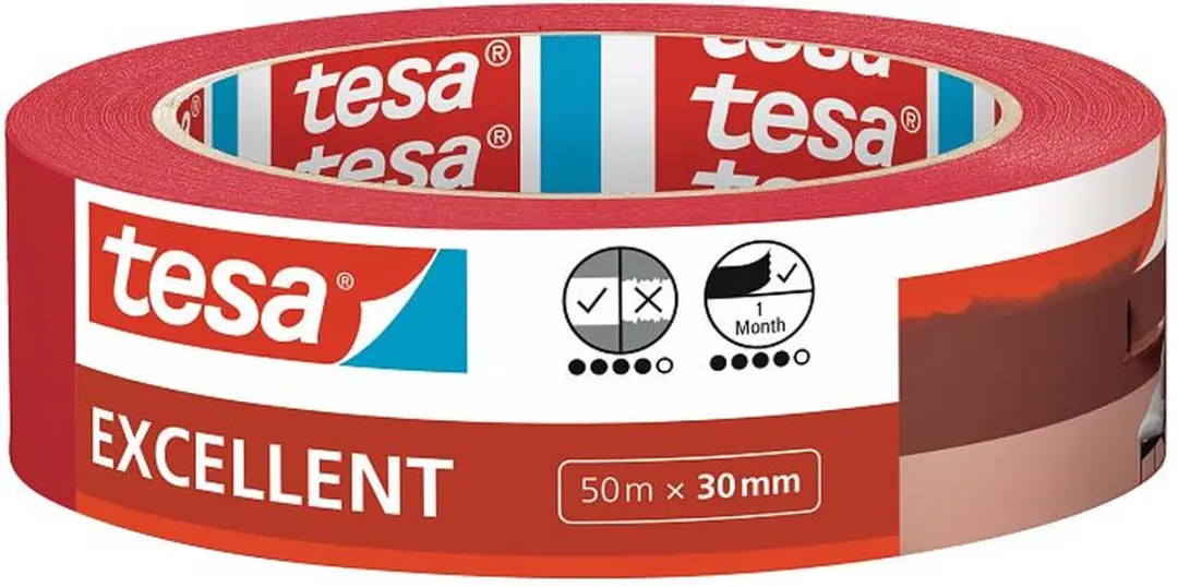 Tesa Excellent Schilderstape Rood 50m x 30mm