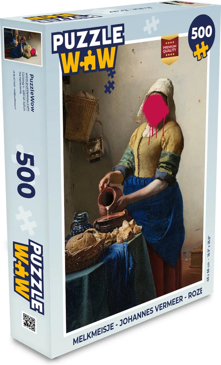 PuzzleWow Melkmeisje Johannes Vermeer Legpuzzel 500 Stuks - Multicolor