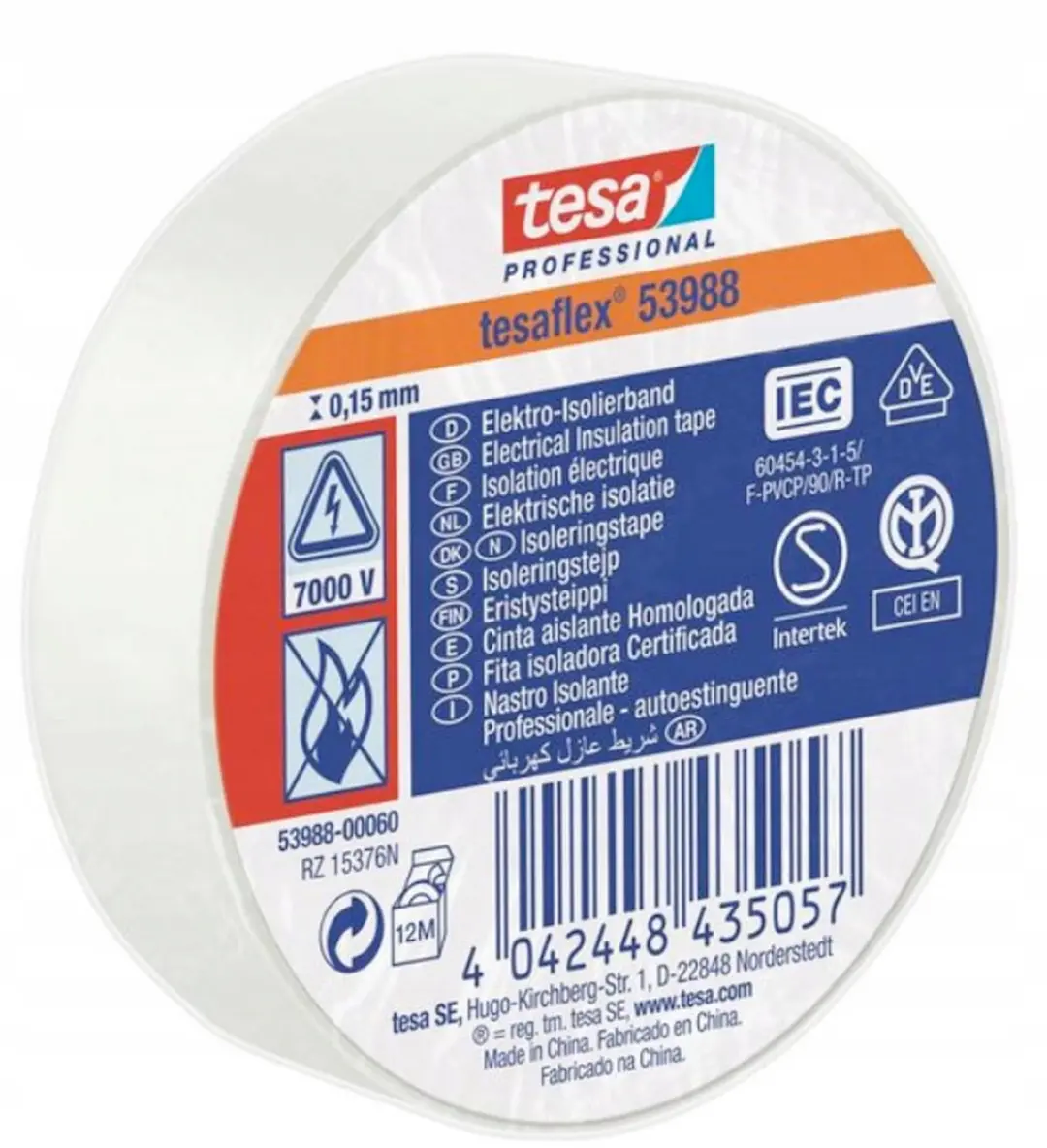 Tesa Flex PVC Isolatietape 15mm x 10m Wit
