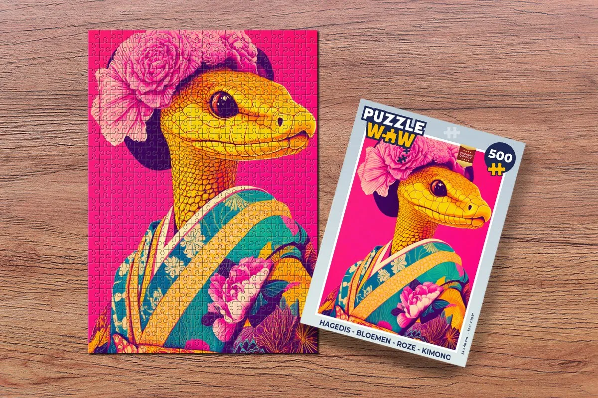 PuzzleWow Kimono Legpuzzel 500 Stuks - Roze Bloemen