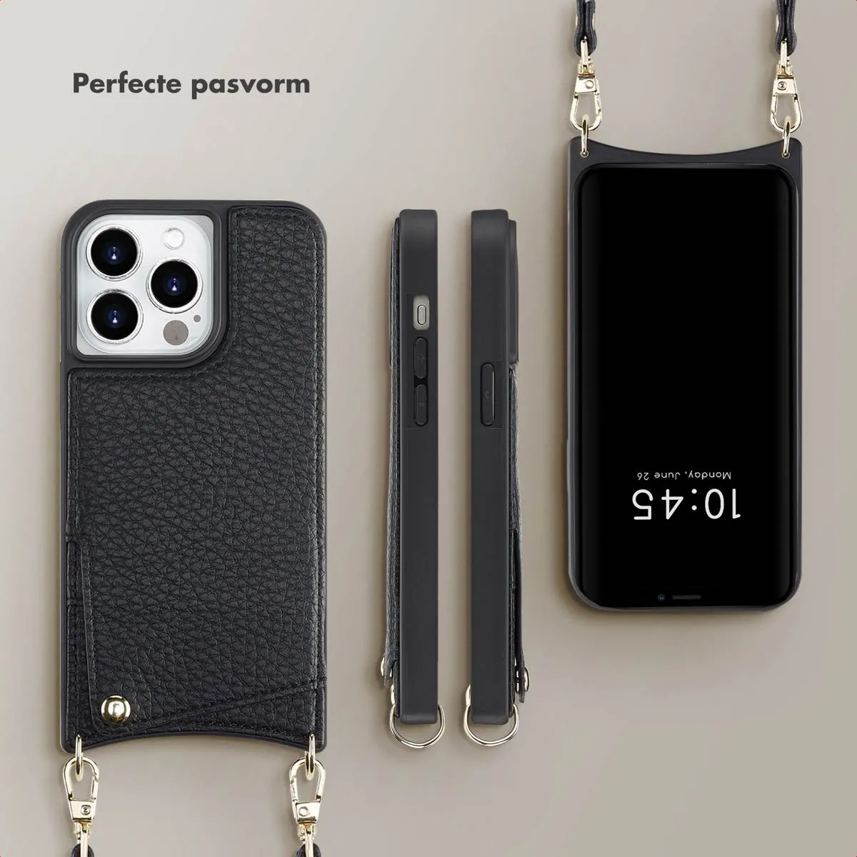 Selencia Hoesje iPhone 14 Pro - 2 Pasjes - Zwart - afbeelding 6 van 6