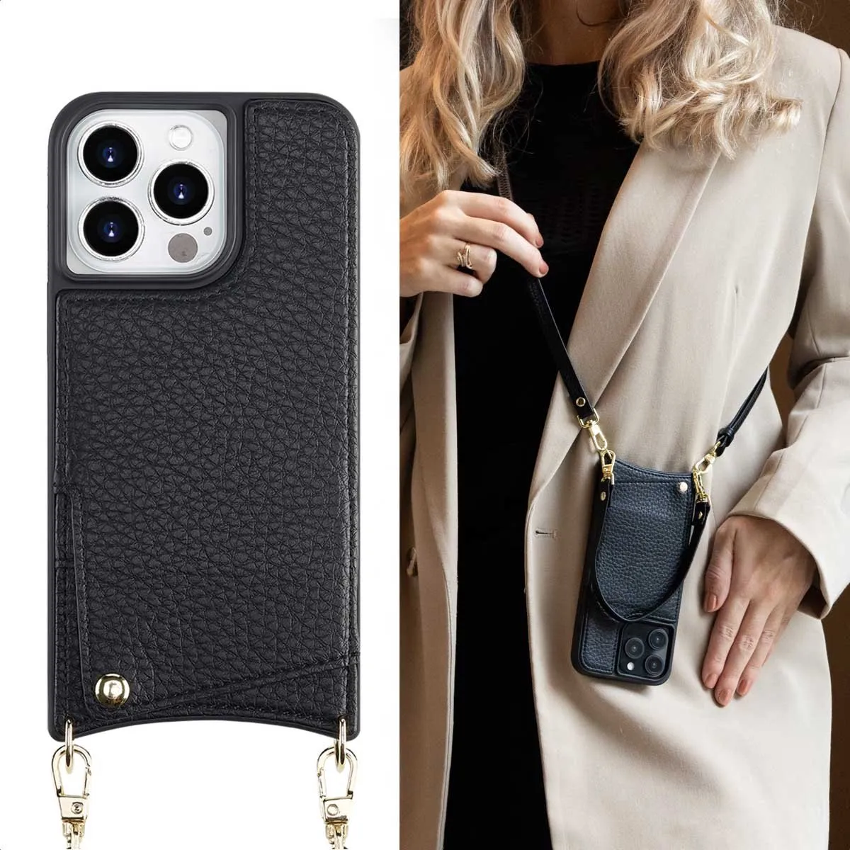Selencia Hoesje iPhone 14 Pro - 2 Pasjes - Zwart