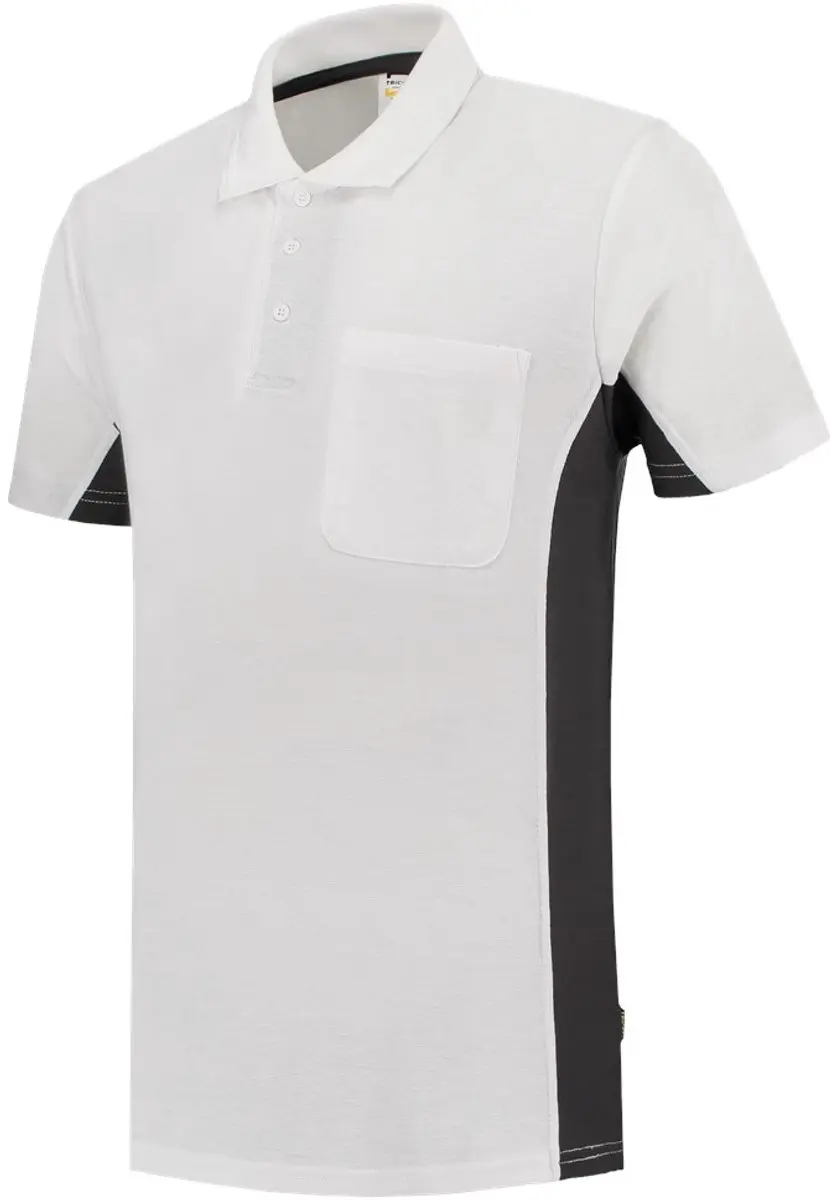 Tricorp Poloshirt Bicolor Borstzak 202002  Wit / Donkergrijs