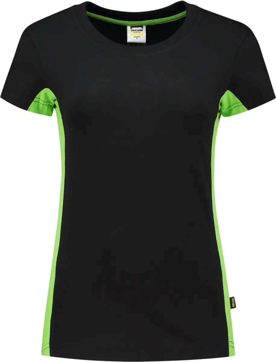 Tricorp T-shirt Bi-color Dames 102003 - XL - Zwart/Lime - afbeelding 6 van 6