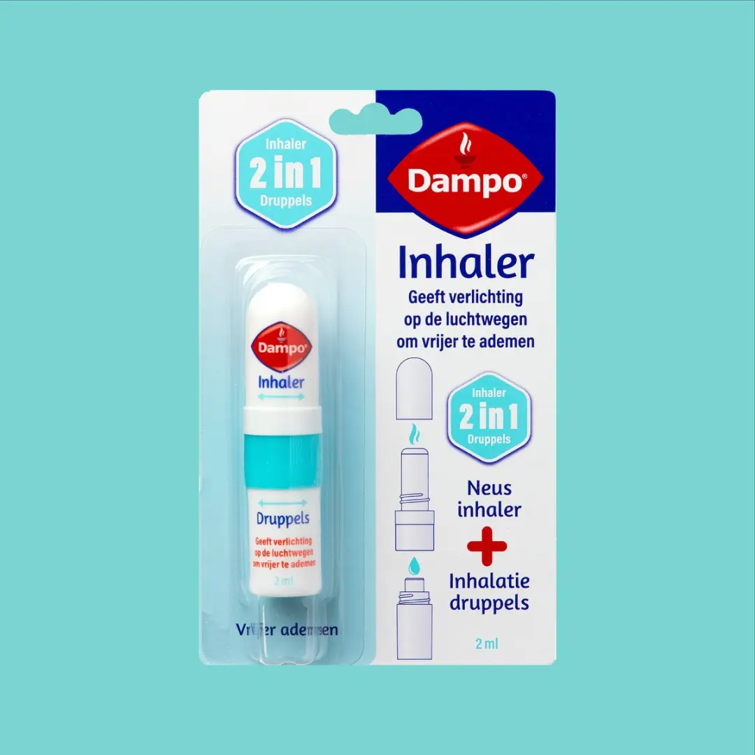 Dampo 2-in-1 Neusinhaler Inhalatiedruppels 2ml - Eucalyptus/Menthol