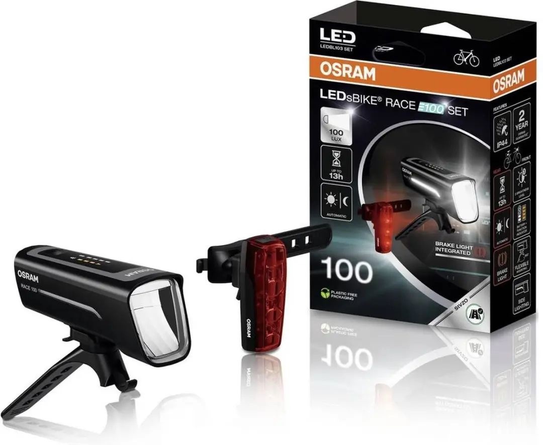 Osram Automotive RACE 100 Fietsverlichtingsset - 100lx - Zwart - afbeelding 2 van 6