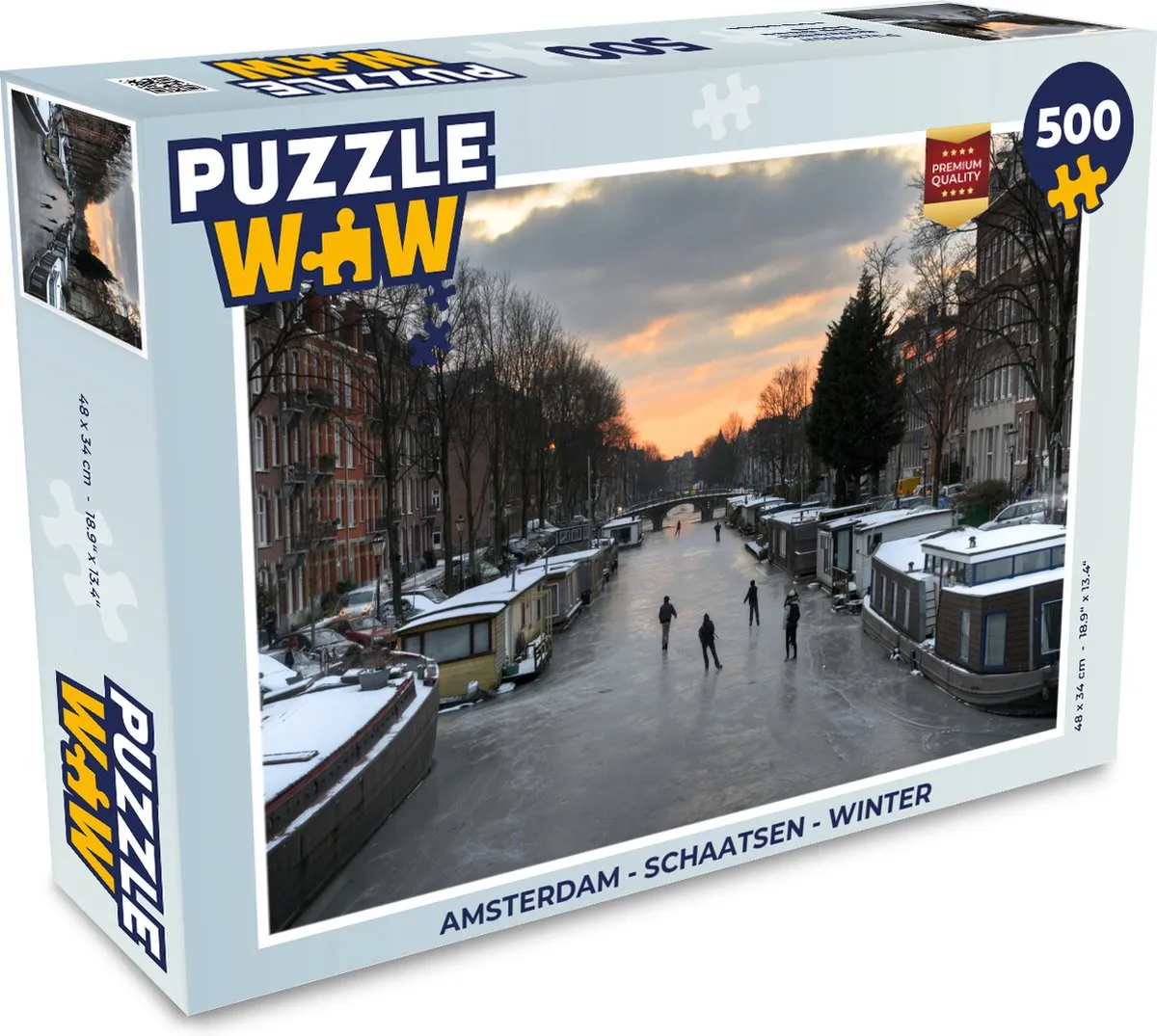 PuzzleWow Amsterdam Schaatsen Legpuzzel 500 Stuks