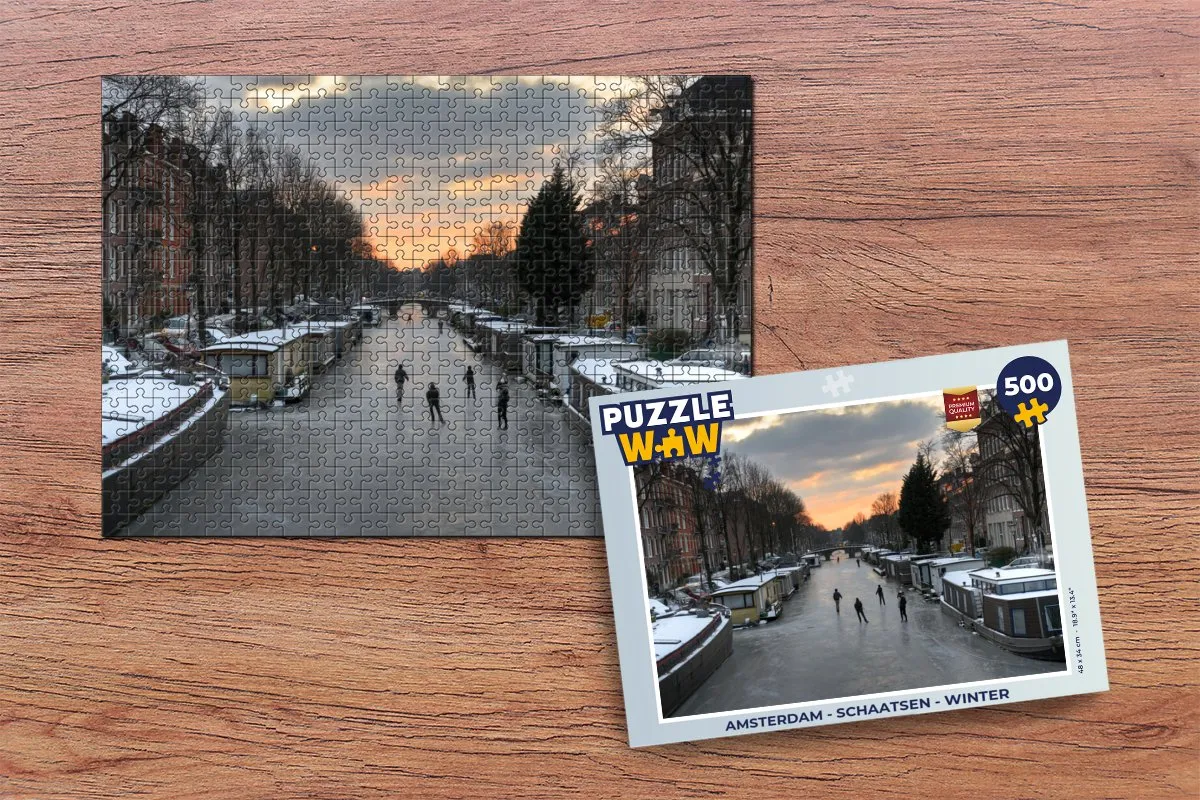 PuzzleWow Amsterdam Schaatsen Legpuzzel 500 Stuks - Multicolor