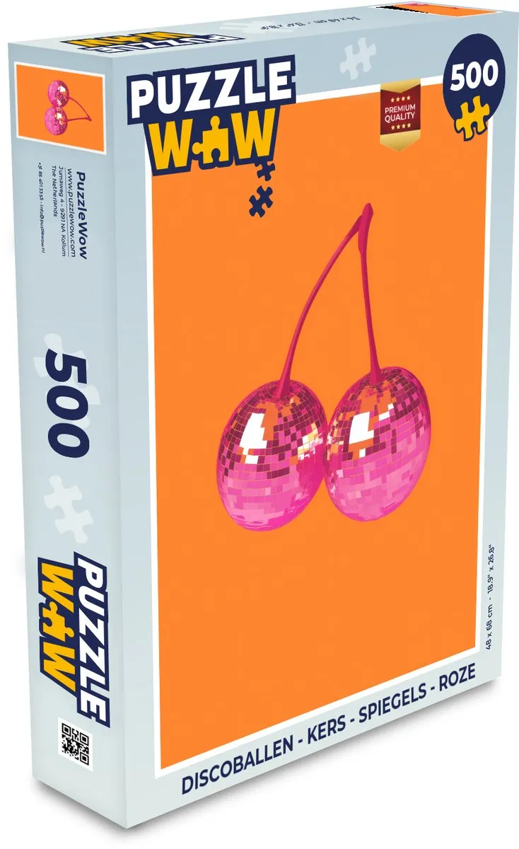 PuzzleWow Discoballen Kersen Legpuzzel 500 Stuks