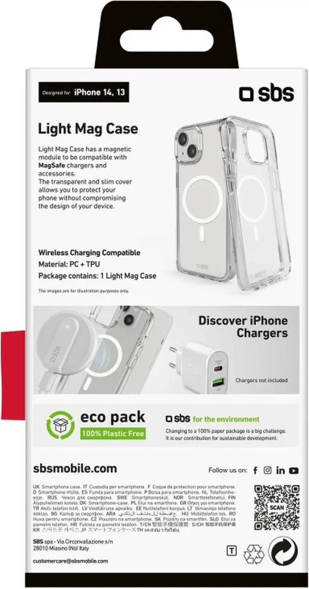 SBS Light Mag Etui iPhone 13/14 - TELIGMAGIP1461T - Transparant - afbeelding 2 van 3