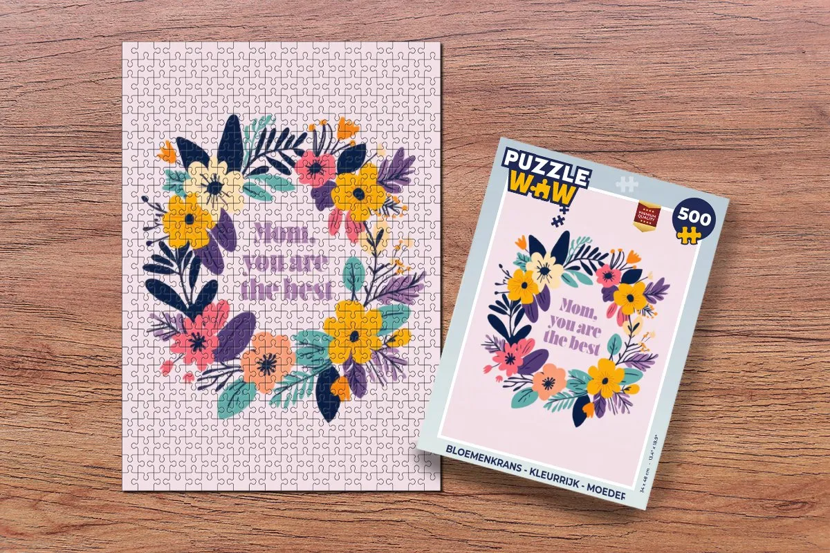 PuzzleWow Bloemenkrans Legpuzzel 500 Stuks - Moeder