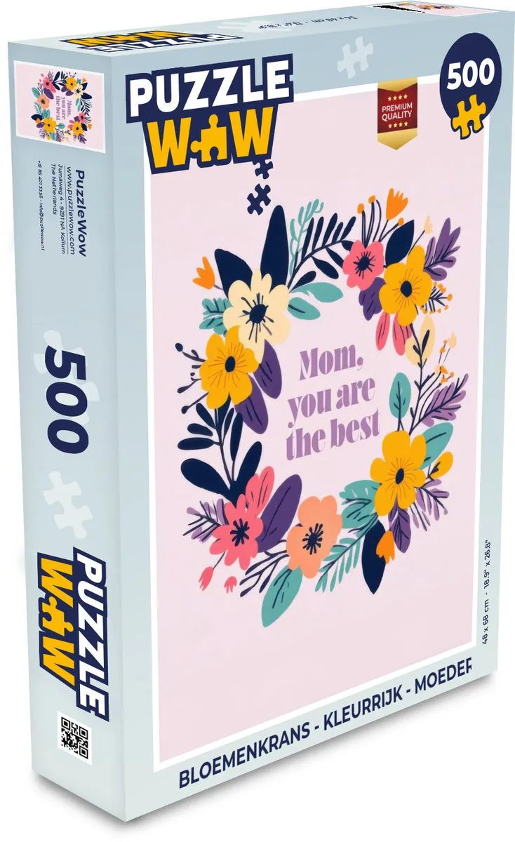 PuzzleWow Bloemenkrans Legpuzzel 500 Stuks